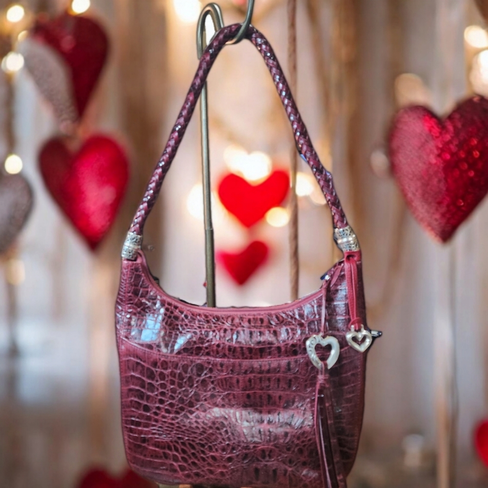 **BRIGHTON BRAVA HOBO RED CROCO PURSE-VALENTINE'S DAY! NWOT